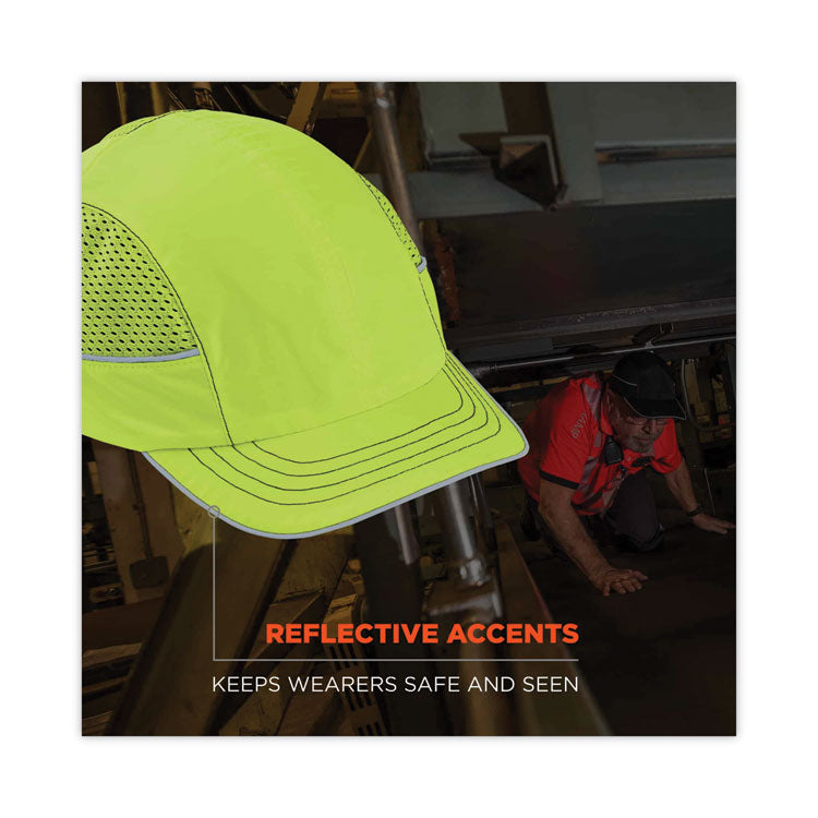 Skullerz 8950 Bump Cap, Short Front Brim, 3X-Small to Large (Up to 7.5), 0.01" Insert, Lime