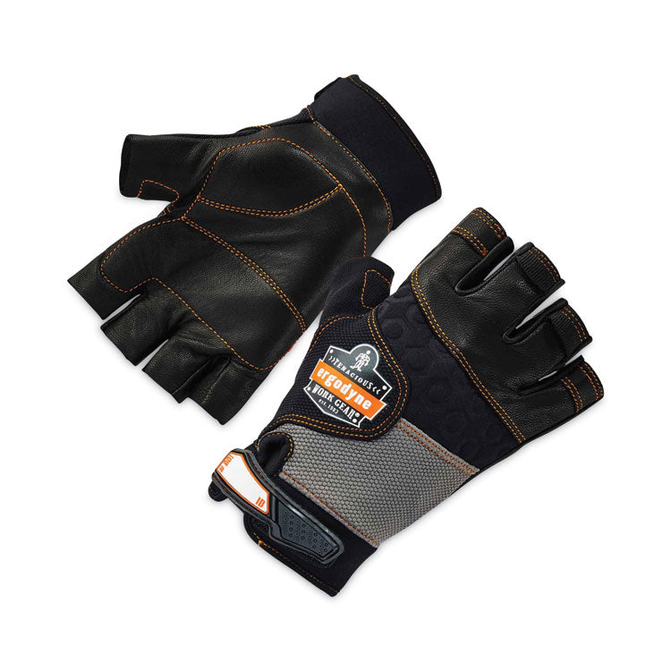 ProFlex 901 Half-Finger Leather Impact Gloves, EN388: 3122X, 2X-Large, Black, Pair