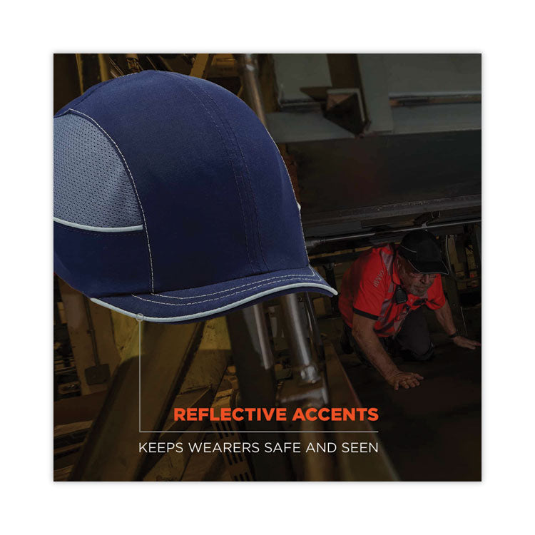 Skullerz 8950 Bump Cap, Micro Front Brim, 3X-Small to Large (Up to 7.5), 0.01" Insert, Navy