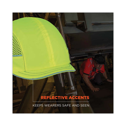 Skullerz 8950 Bump Cap, Micro Front Brim, 3X-Small to Large (Up to 7.5), 0.01" Insert, Lime