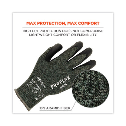 ProFlex 7070 ANSI A7 Nitrile Coated CR Gloves, EN388: 4X42F, 9" Long, X-Large, Green, 12 Pairs