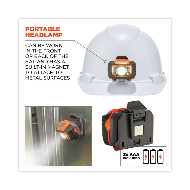 Skullerz 8970LED Class E Hard Hat Cap Style with LED Light, 4-Point Standard Ratchet, One Size Fits Most (6.5 to 8), White