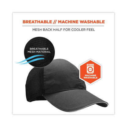 Skullerz 8946 Baseball Cap with Bump Cap Insert, Front Brim, One Size Fits Most, 0.01" Insert, Black