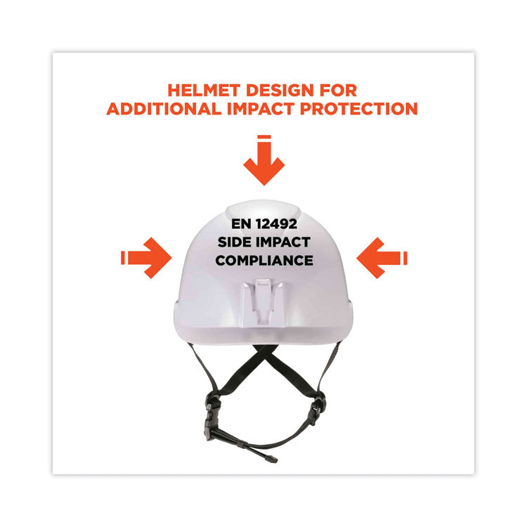 Skullerz 8974 Class E Safety Helmet, Micro Front Brim, 6-Point Standard Ratchet, One Size Fits Most (6.5 to 8), White