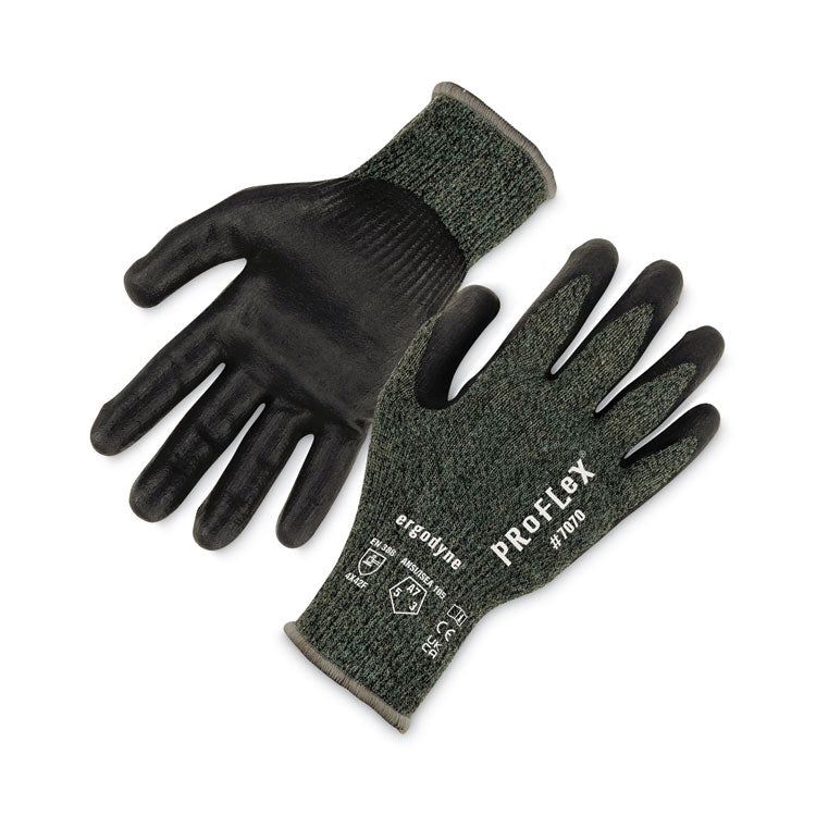 ProFlex 7070 ANSI A7 Nitrile Coated CR Gloves, EN388: 4X42F, 9" Long, 2X-Large, Green, 12 Pairs
