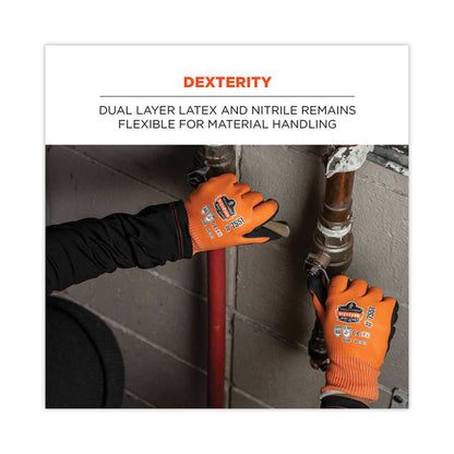 ProFlex 7551 ANSI A5 Coated Waterproof CR Gloves, EN388: 4X43E, 10.5" Long, Large, Orange, Pair