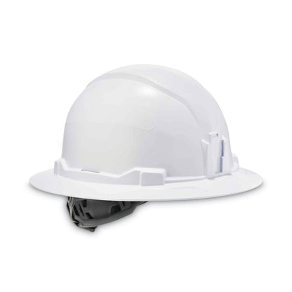 Skullerz 8971 Class E Hard Hat Full Brim, 4-Point Ratchet Suspension, One Size Fits Most (6.5 to 8), White