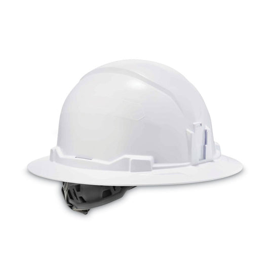Skullerz 8971 Class E Hard Hat Full Brim, 4-Point Ratchet Suspension, One Size Fits Most (6.5 to 8), White