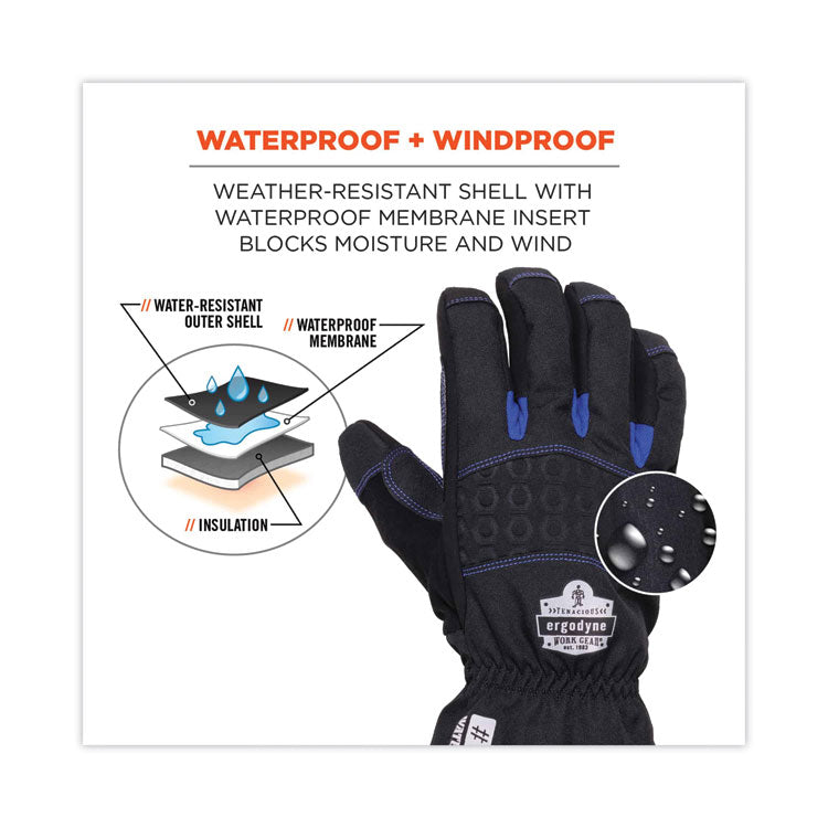 ProFlex 819WP Extreme Thermal WP Gloves, EN388: 4222B, 9" Long, Medium, Black, Pair