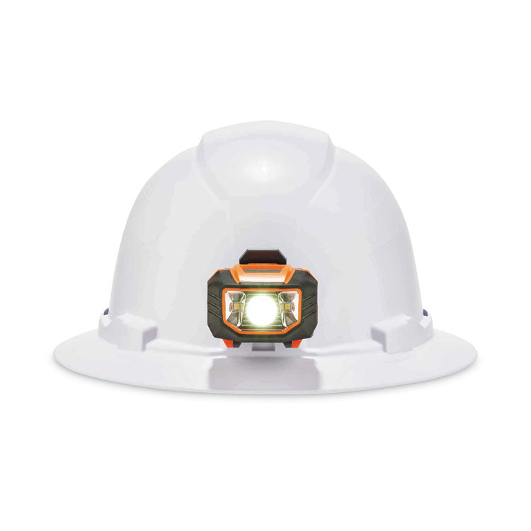 Skullerz 8971LED Class E Hard Hat Full Brim with LED Light, 4-Point Ratchet Suspension, One Size Fits Most (6.5 to 8), White