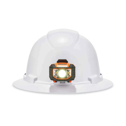 Skullerz 8971LED Class E Hard Hat Full Brim with LED Light, 4-Point Ratchet Suspension, One Size Fits Most (6.5 to 8), White