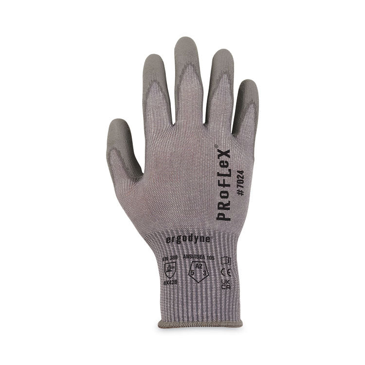 ProFlex 7024 ANSI A2 PU Coated CR Gloves, EN388: 4X42B, 9" Long, Large, Gray, Pair