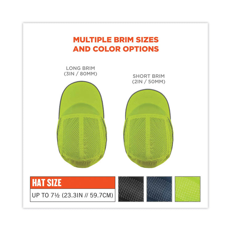 Skullerz 8955 Lightweight Bump Cap Hat, Short Front Brim, 3X-Small to Large (Up to 7.5), 0.01" Insert, Lime