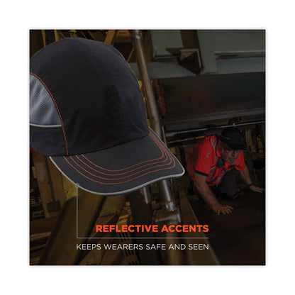 Skullerz 8950XL XL Bump Cap Hat, Long Front Brim, Large to 3X-Large (7.5 and Up), 0.01" Insert, Black