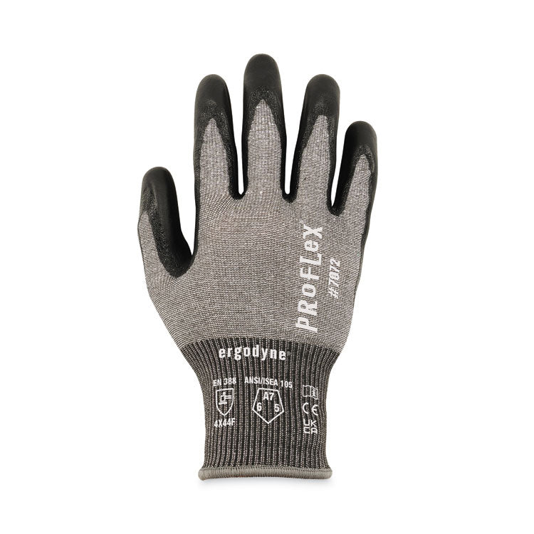 ProFlex 7072 ANSI A7 Nitrile-Coated CR Gloves, EN388: 4X44F, 9" Long, 2X-Large, Gray, 12 Pairs