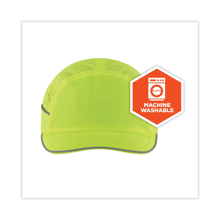 Skullerz 8955 Lightweight Bump Cap Hat, Short Front Brim, 3X-Small to Large (Up to 7.5), 0.01" Insert, Lime