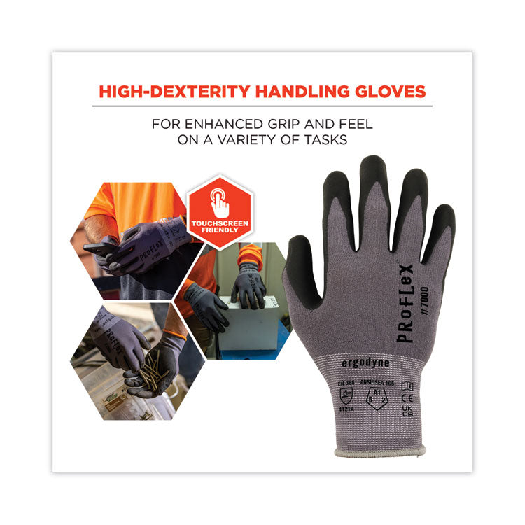 ProFlex 7000 Nitrile-Coated Gloves Microfoam Palm, EN388: 4121A, 9" Long, 2X-Large, Gray, 12 Pairs