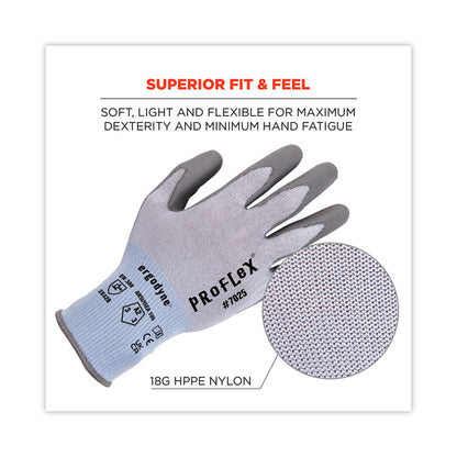 ProFlex 7025 ANSI A2 PU Coated CR Gloves, EN388: 2X42B, 9" Long, 2X-Large, Blue, Pair