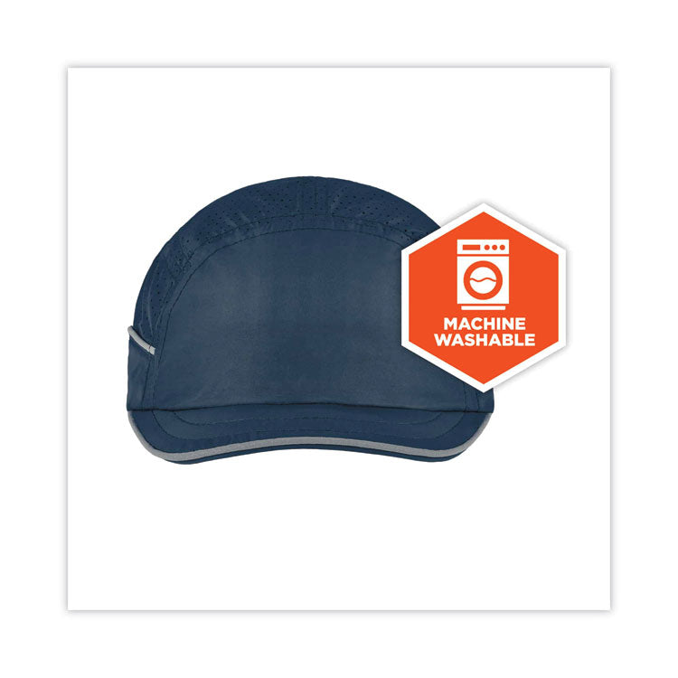 Skullerz 8955 Lightweight Bump Cap Hat, Micro Front Brim, 3X-Small to Large (Up to 7.5), 0.01" Insert, Navy