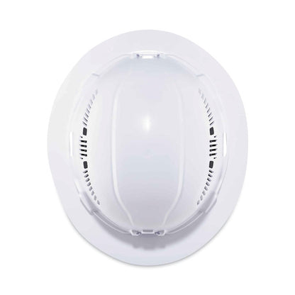 Skullerz 8973 Class C Hard Hat Full Brim, Vented, 4-Point Standard Ratchet Suspension, One Size Fits Most (6.5 to 8), White
