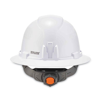 Skullerz 8971 Class E Hard Hat Full Brim, 4-Point Ratchet Suspension, One Size Fits Most (6.5 to 8), White