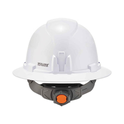 Skullerz 8971LED Class E Hard Hat Full Brim with LED Light, 4-Point Ratchet Suspension, One Size Fits Most (6.5 to 8), White