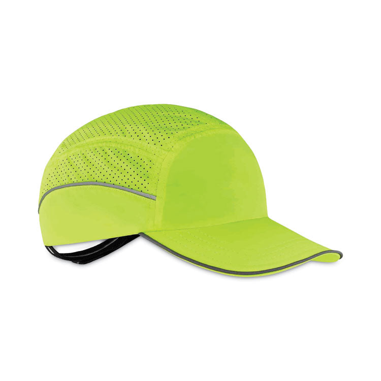 Skullerz 8955 Lightweight Bump Cap Hat, Long Front Brim, 3X-Small to Large (Up to 7.5), 0.01" Insert, Lime