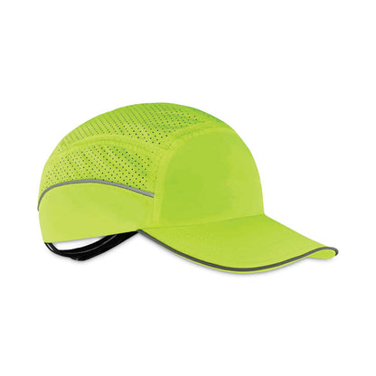Skullerz 8955 Lightweight Bump Cap Hat, Long Front Brim, 3X-Small to Large (Up to 7.5), 0.01" Insert, Lime