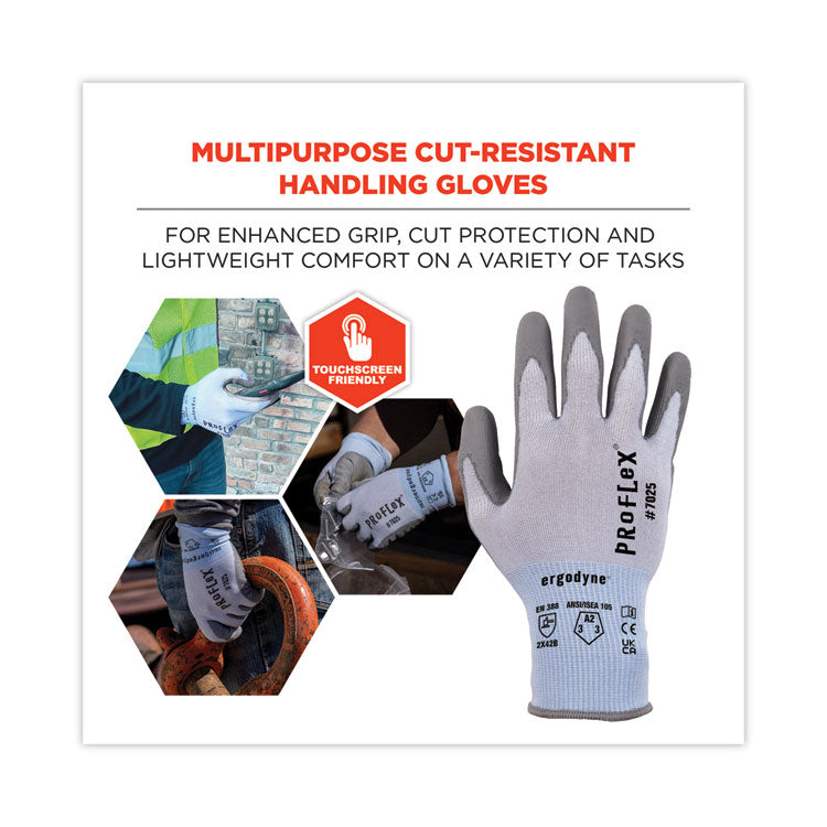 ProFlex 7025 ANSI A2 PU Coated CR Gloves, EN388: 2X42B, 9" Long, 2X-Large, Blue, Pair