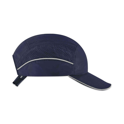 Skullerz 8955 Lightweight Bump Cap Hat, Long Front Brim, 3X-Small to Large (Up to 7.5), 0.01" Insert, Navy