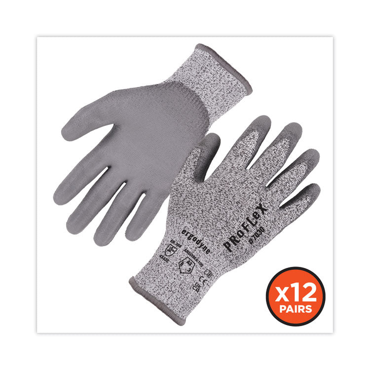 ProFlex 7030 ANSI A3 PU Coated CR Gloves, EN388: 4X42C, 9" Long, Small, Gray, 12 Pairs