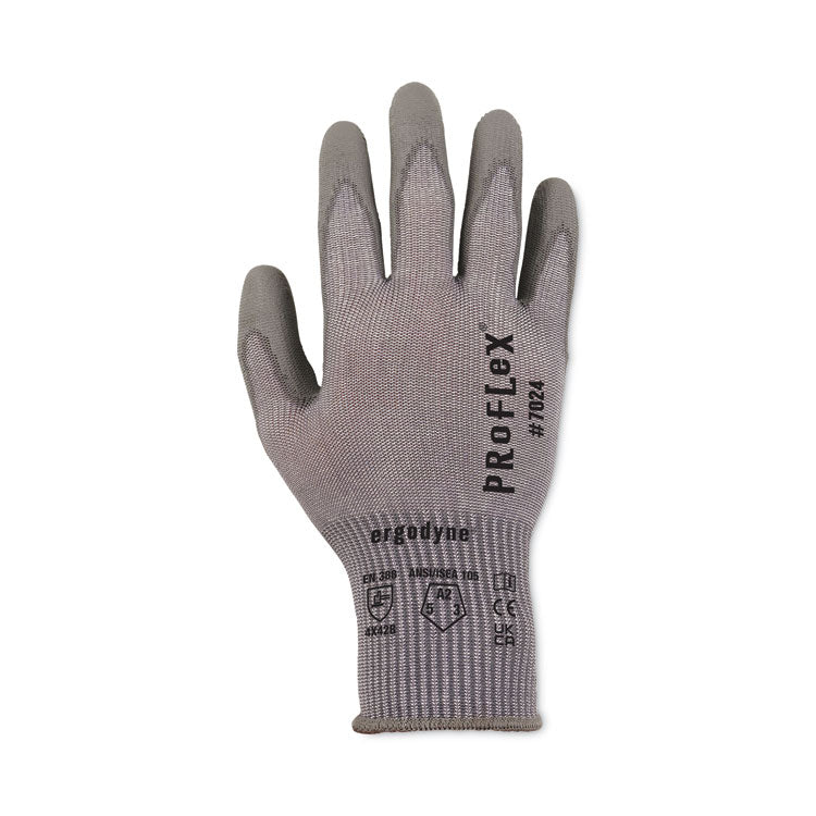 ProFlex 7024 ANSI A2 PU Coated CR Gloves, EN388: 4X42B, 9" Long, Medium, Gray, 12 Pairs