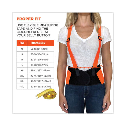 ProFlex 100HV Economy Hi-Vis Spandex Back Support Brace, 3X-Large, 46" to 52" Waist, Black/Orange