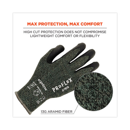 ProFlex 7070 ANSI A7 Nitrile Coated CR Gloves, EN388: 4X42F, 9" Long, Large, Green, Pair