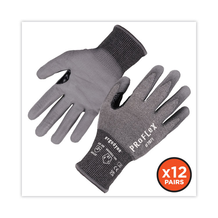 ProFlex 7071 ANSI A7 PU Coated CR Gloves, EN388: 4X42F, 9" Long, Large, Gray, 12 Pairs
