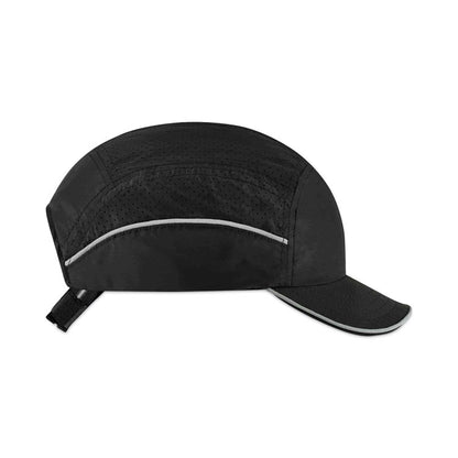 Skullerz 8955 Lightweight Bump Cap Hat, Short Front Brim, 3X-Small to Large (Up to 7.5), 0.01" Insert, Black
