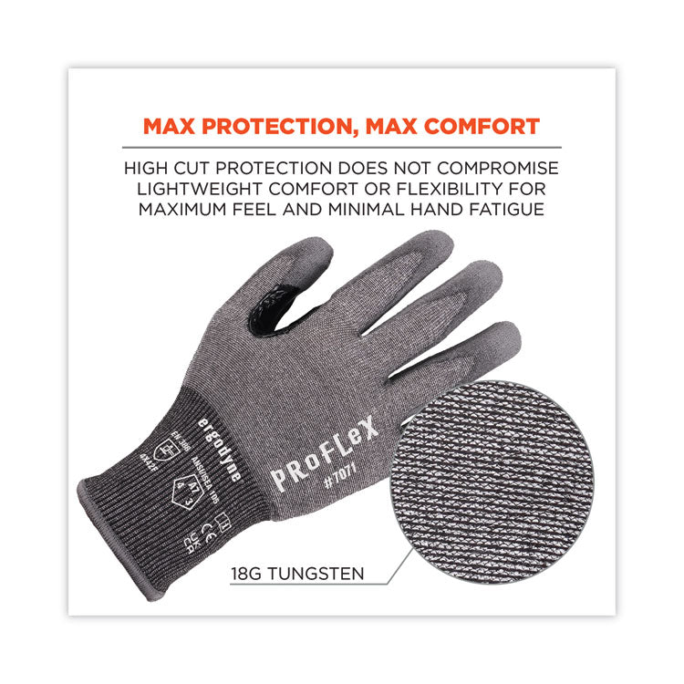 ProFlex 7071 ANSI A7 PU Coated CR Gloves, EN388: 4X42F, 9" Long, Large, Gray, Pair