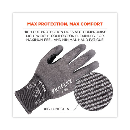 ProFlex 7071 ANSI A7 PU Coated CR Gloves, EN388: 4X42F, 9" Long, Large, Gray, Pair