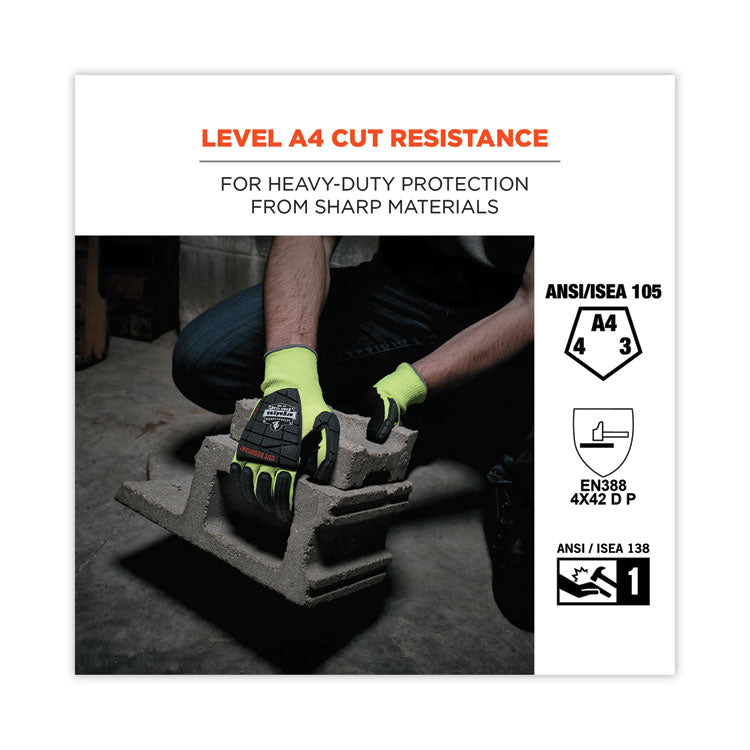 ProFlex 7141 ANSI A4 DIR Nitrile-Coated CR Gloves, EN388: 4X42DP, 9" Long, Medium, Lime, Pair