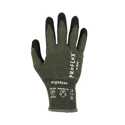 ProFlex 7042 ANSI A4 Nitrile-Coated CR Gloves, EN388: 4X41D, 9" Long, Large, Green, Pair