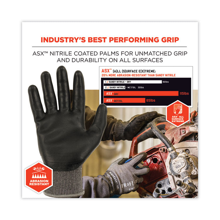 ProFlex 7072 ANSI A7 Nitrile-Coated CR Gloves, EN388: 4X44F, 9" Long, 2X-Large, Gray, Pair
