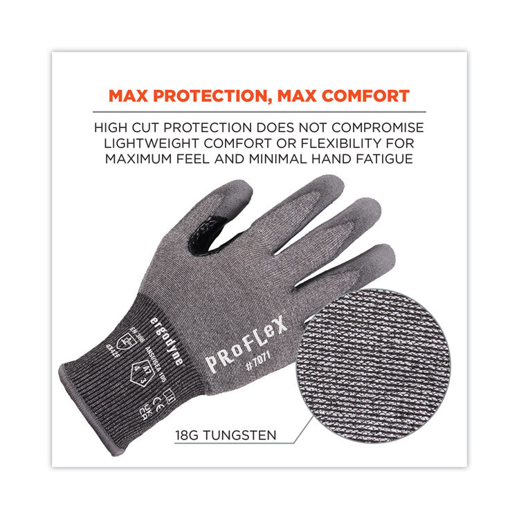 ProFlex 7071 ANSI A7 PU Coated CR Gloves, EN388: 4X42F, 9" Long, 2X-Large, Gray, Pair