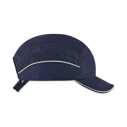 Skullerz 8955 Lightweight Bump Cap Hat, Short Front Brim, 3X-Small to Large (Up to 7.5), 0.01" Insert, Navy