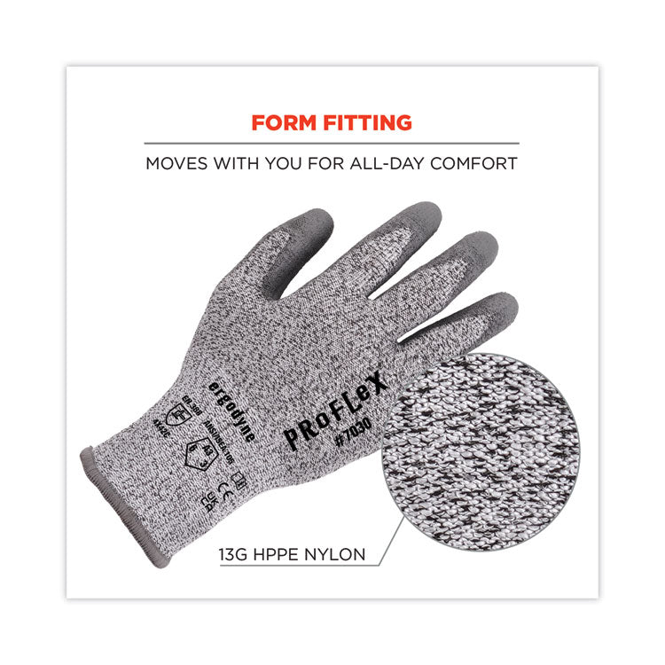 ProFlex 7030 ANSI A3 PU Coated CR Gloves, EN388: 4X42C, 9" Long, X-Large, Gray, Pair