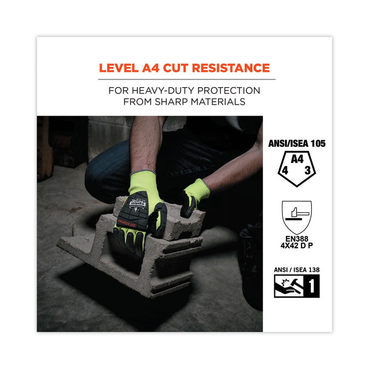 ProFlex 7141 ANSI A4 DIR Nitrile-Coated CR Gloves, EN388: 4X42DP, 9" Long, Large, Lime, 72 Pairs/Carton
