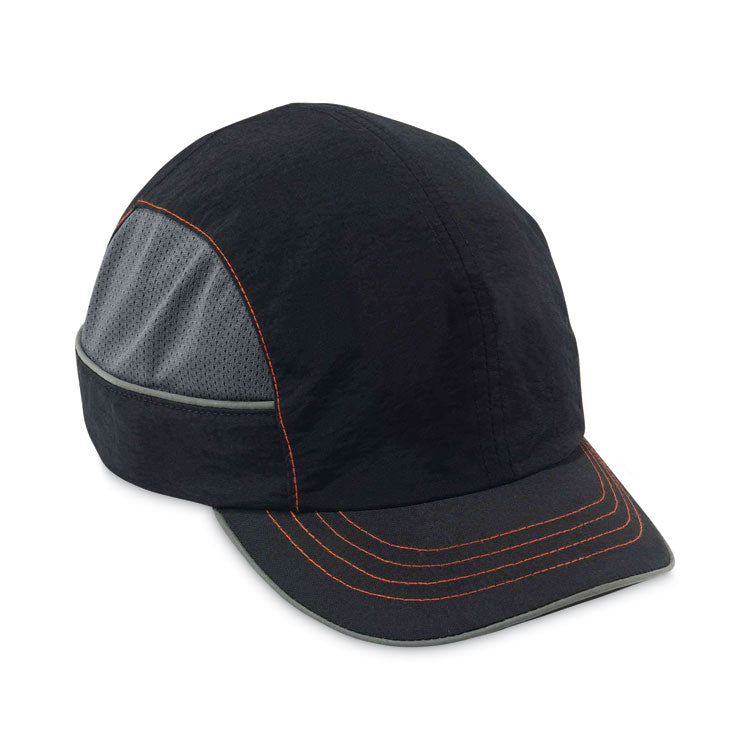 Skullerz 8950XL XL Bump Cap Hat, Short Front Brim, Large to 3X-Large (7.5 and Up), 0.01" Insert, Black