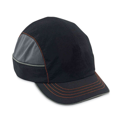 Skullerz 8950XL XL Bump Cap Hat, Short Front Brim, Large to 3X-Large (7.5 and Up), 0.01" Insert, Black