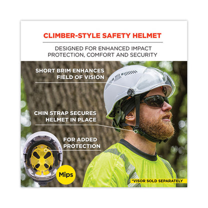 Skullerz 8975-MIPS Class C Safety Helmet, Vented, MIPS 6-Point Ratchet Suspension, One Size Fits Most (6.5 to 8), White