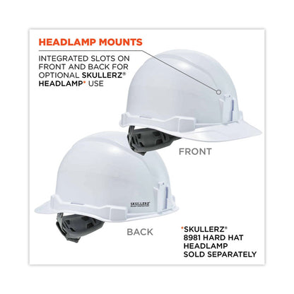 Skullerz 8970 Class E Hard Hat Cap Style, 4-Point Standard Ratchet Suspension, One Size Fits Most (6.5 to 8), White
