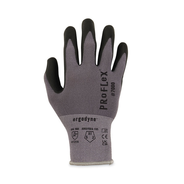 ProFlex 7000 Nitrile-Coated Gloves Microfoam Palm, EN388: 4121A, 9" Long, Small, Gray, 12 Pairs